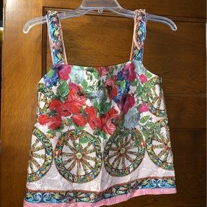Dolce & Gabbana Multicolor Floral Brocade Crop Top